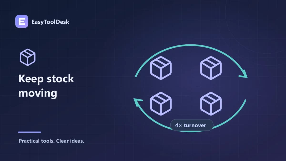 Inventory parcels surrounded by a circular arrow and a 4× turnover indicator.